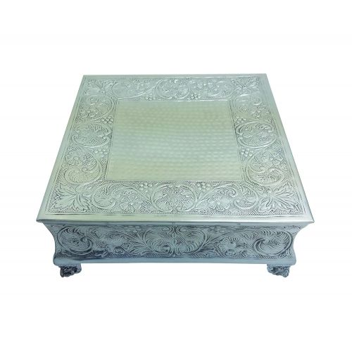  GiftBay Creations GiftBay Silver Wedding Cake Stand Square 16x16 a Strongly Built Masterpiece for Multilayer Cake