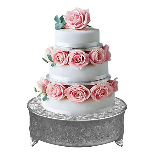  GiftBay Creations GiftBay Wedding Cake Stand 18 Round Silver, Strongly Built for Multilayer Cake Weight