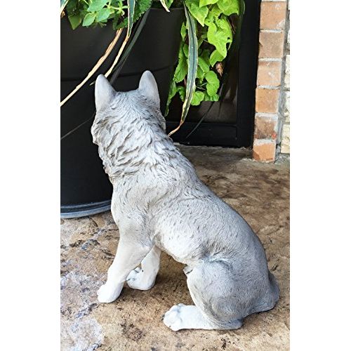  Gifts & Decor Majestic Mythical Sitting Gray Alpha Wolf Statue Figurine Timberwolves Decor Wisdom of The Woodlands For Home Decorative Patio Greeter