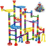 Gifts2U Marble Run Sets Kids, 122 PCS Marble Race Track Game 90 Translucent Marbulous Pieces + 32 Glass Marbles, STEM Marble Maze Building Blocks Kids 4+ Year Old