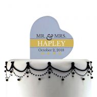 GiftsForYouNow Mr. and Mrs. Acrylic Heart Personalized Cake Topper