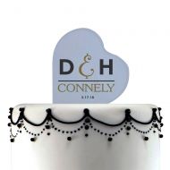 GiftsForYouNow Wedding Day Acrylic Heart Personalized Cake Topper
