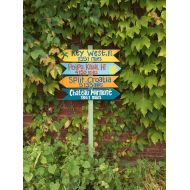 GiftsbyGaby Directional Sign, mileage sign on a stake or without the stake - 4 signs included