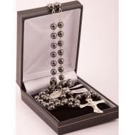 GiftsofDevotion Sterling Silver Rosary Beads with Haematite Beads. A High Quality Hand Made Rosary. Beautiful First Holy Communion Present.