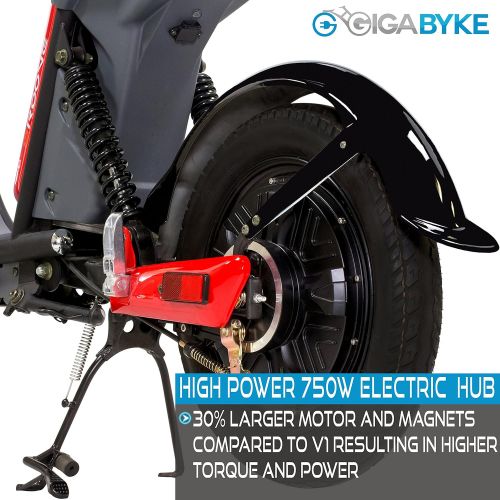  GigaByke Groove 750 Watt Motorized E-Bike - Street Legal Electric Moped with Pedals (2018 Enhanced V2 Version)