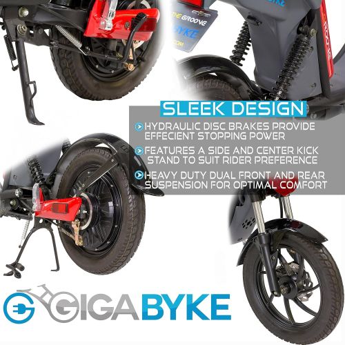  GigaByke Groove 750 Watt Motorized E-Bike - Street Legal Electric Moped with Pedals (2018 Enhanced V2 Version)