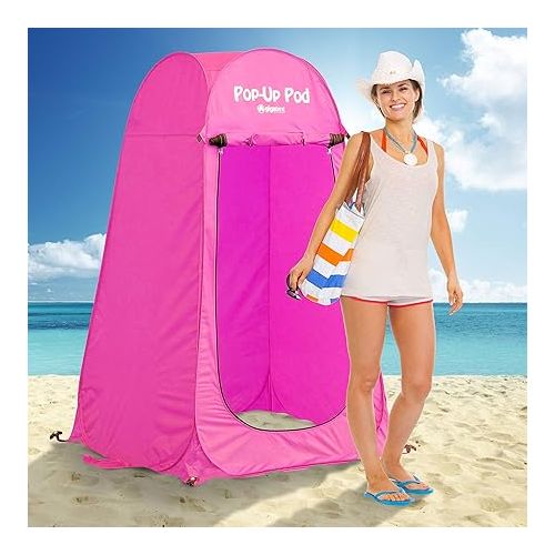  GigaTent Pop Up Pod Changing Room Privacy Tent - Instant Portable Outdoor Shower Tent, Camp Toilet, Rain Shelter for Camping & Beach - Lightweight & Sturdy, Easy Set Up, Foldable (Pink)