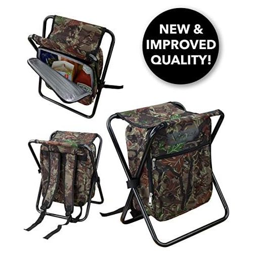  [아마존베스트]GigaTent Folding Cooler and Stool Backpack - Multifunction Collapsible Camping Seat and Insulated Ice Bag with Padded Shoulder Straps