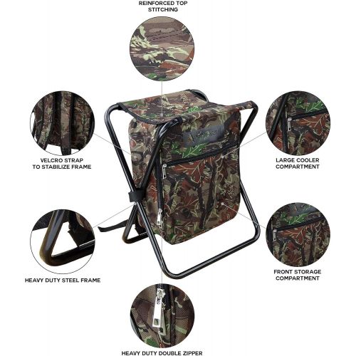  [아마존베스트]GigaTent Folding Cooler and Stool Backpack - Multifunction Collapsible Camping Seat and Insulated Ice Bag with Padded Shoulder Straps