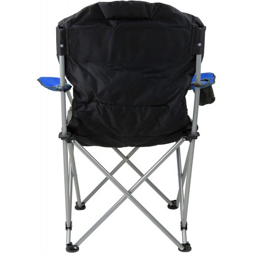  GigaTent Black Folding Camping Chair  Ultra Lightweight Collapsible Quad Padded Lawn Seat with Full Back, Arm Rests, Cup Holder and Shoulder Strap Carrying Bag - Powder Coated Ste