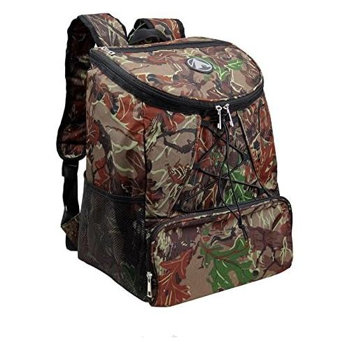  GigaTent Fully Insulated Backpack Cooler - 600D Adjustable Padded Shoulder Straps Bungee Cord Leakproof 2 Mesh Side Pockets for Picnic Hiking Camping (Camo)