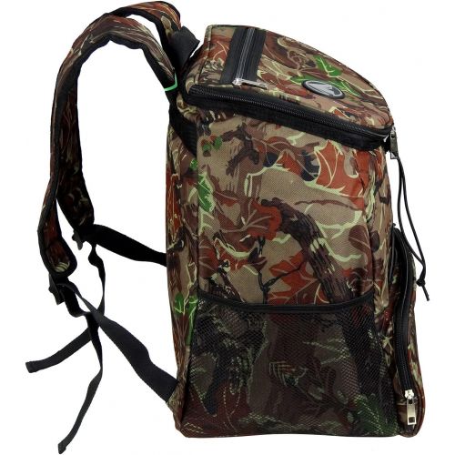  GigaTent Fully Insulated Backpack Cooler - 600D Adjustable Padded Shoulder Straps Bungee Cord Leakproof 2 Mesh Side Pockets for Picnic Hiking Camping (Camo)