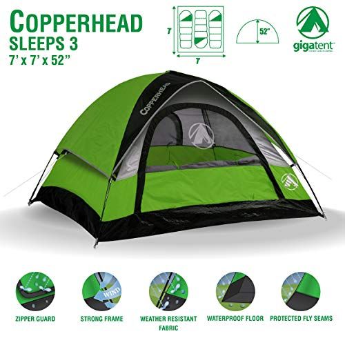  GigaTent 7′ X 7′ 3 Person 3 Season Dome Tent Waterproof & UV Resistant Fabric Carry Bag Included