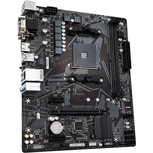 기가바이트 Gigabyte A520M S2H (AMD Ryzen AM4/MicroATX/4+3 Phases Digital PWM/Gigabyte Gaming GbE LAN/NVMe PCIe 3.0 x4 M.2/3 Display Interfaces/Q-Flash Plus/RGB Fusion 2.0/Motherboard)