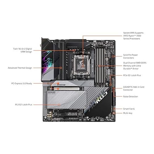 기가바이트 GIGABYTE X670E AORUS Master (AM5/ LGA 1718/ AMD X670E/ EATX/ 5 Year Warranty/ DDR5/ Quad M.2, PCIe 5.0/ USB 3.2 Gen2X2 Type-C/Intel WiFi 6E/ Intel 2.5GbE LAN/Q-Flash Plus/Gaming Motherboard)