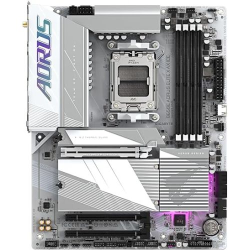 기가바이트 GIGABYTE B650E AORUS Elite X AX ICE AM5 LGA 1718 AMD B650 ATX Motherboard with 5-Year Warranty, DDR5, 3X M.2, PCIe 5.0, USB 3.2 Gen2X2 Type-C, WiFi 6E, 2.5GbE LAN, Q-Flash Plus, EZ-Latch Plus