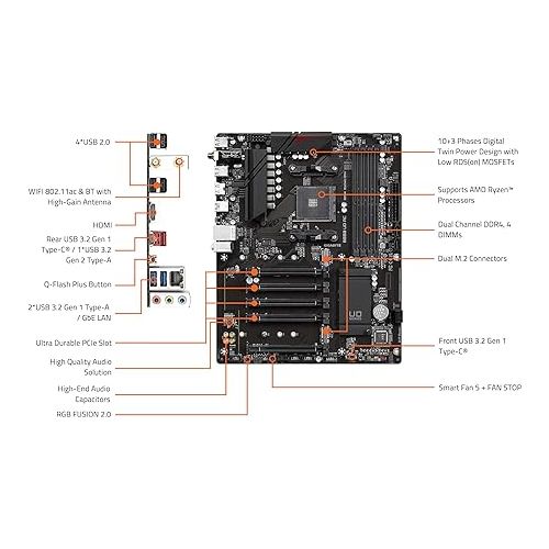 기가바이트 GIGABYTE B550 UD AC (AM4/ AMD/ B550/ ATX/Dual M.2/ SATA 6Gb/s/USB 3.2 Gen 2/ Intel 802.11a/b/g/n/ac/Realtek GbE LAN/PCIe 4.0/ Motherboard)