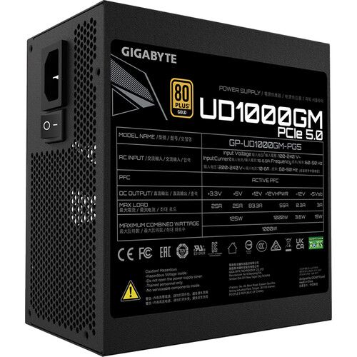 기가바이트 Gigabyte UD1000GM PG5 Rev. 2.0 1000W 80 PLUS Gold Modular Power Supply (Black)