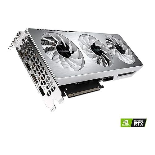 기가바이트 GIGABYTE GeForce RTX 3060 Ti Vision OC 8G Graphics Card, WINDFORCE 3X Cooling System, LHR, 8GB 256-bit GDDR6, GV-N306TVISION OC-8GD REV2.0 Video Card