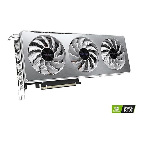 기가바이트 GIGABYTE GeForce RTX 3060 Ti Vision OC 8G Graphics Card, WINDFORCE 3X Cooling System, LHR, 8GB 256-bit GDDR6, GV-N306TVISION OC-8GD REV2.0 Video Card