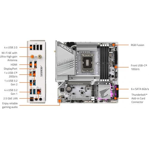 기가바이트 GIGABYTE Z790M AORUS Elite AX ICE LGA 1700 Intel Z790 M-ATX Motherboard with DDR5, Triple M.2, PCIe 5.0, USB 3.2 Gen2X2 Type-C, Intel Wi-Fi 6E, 2.5GbE LAN, Q-Flash Plus, EZ-Latch Plus