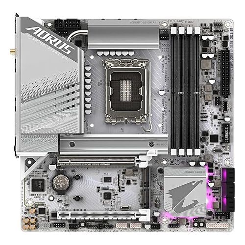 기가바이트 GIGABYTE Z790M AORUS Elite AX ICE LGA 1700 Intel Z790 M-ATX Motherboard with DDR5, Triple M.2, PCIe 5.0, USB 3.2 Gen2X2 Type-C, Intel Wi-Fi 6E, 2.5GbE LAN, Q-Flash Plus, EZ-Latch Plus