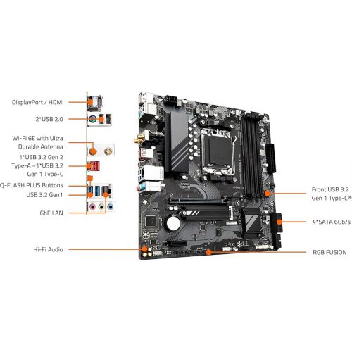 기가바이트 GIGABYTE A620M Gaming X AX (Rev. 1.1) AM5 LGA 1718 AMD A620 M-ATX, DDR5, PCIe 4.0 M.2, PCIe 4.0, USB 3.2 Gen1x2 Type-C, Wi-Fi 6E, Realtek 1GbE LAN, Q-Flash Plus, PCIe EZ-Latch