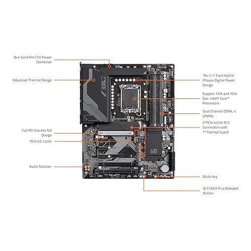 기가바이트 GIGABYTE Z790 D DDR4 (LGA 1700/ Intel/ Z790/ ATX/ DDR4/ Triple M.2/ PCIe 5.0/ USB 3.2 Gen2X2 Type-C 2.5GbE LAN/PCIe EZ-Latch/Multi-Key/Motherboard)