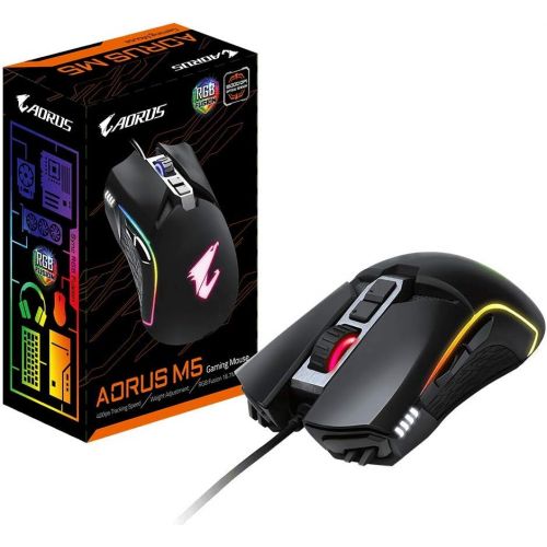 기가바이트 GIGABYTE AORUS RGB 16000 dpi Optical Sensor Fully Programmable and Saved Onboard 16.7M Customizable Lighting Gaming Mouse - GM-AORUS M5