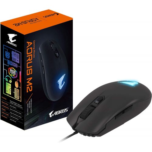 기가바이트 Gigabyte AORUS M2 Accurate 6200 DPI Optical Engine, Lightweight Esports-Grade, Ambidextrous Design, RGB Fusion 2.0 Mouse GM-AORUS M2