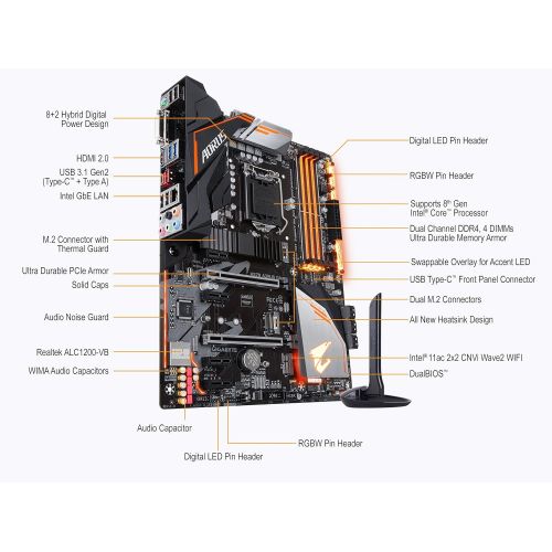 기가바이트 GIGABYTE H370 AORUS Gaming 3 WIFI (LGA1151/Intel/USB3.1 Gen 2 Type A,Type C/HDMI/M.2/ATX/DDR4/Motherboard)