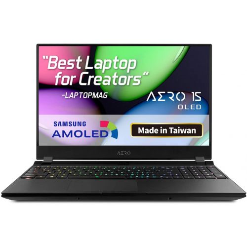 기가바이트 Gigabyte AERO 15 OLED SA-7US5130SH Thin and Light Laptop, 15.6 Thin Bezel Samsung UHD AMOLED Panel, i7-9750H, NVIDIA GeForce GTX1660Ti,16GB RAM, M.2 PCIe 512GB SSD, Win 10, 94Wh Ba