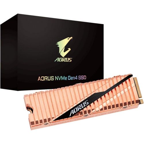 기가바이트 Gigabyte AORUS NVMe Gen4 M.2 1TB PCI-Express 4.0 Interface High Performance Gaming, Full Body Copper Heat Spreader, Toshiba 3D NAND, DDR Cache Buffer, 5 Year Warranty SSD GP-ASM2NE