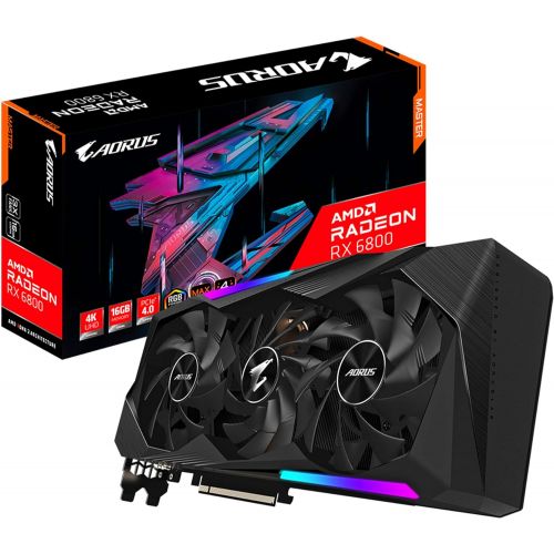 기가바이트 Gigabyte AORUS Radeon RX 6800 Master 16G Graphics Card, MAX-Covered Cooling, 16GB 256-bit GDDR6, GV-R68AORUS M-16GD Video Card