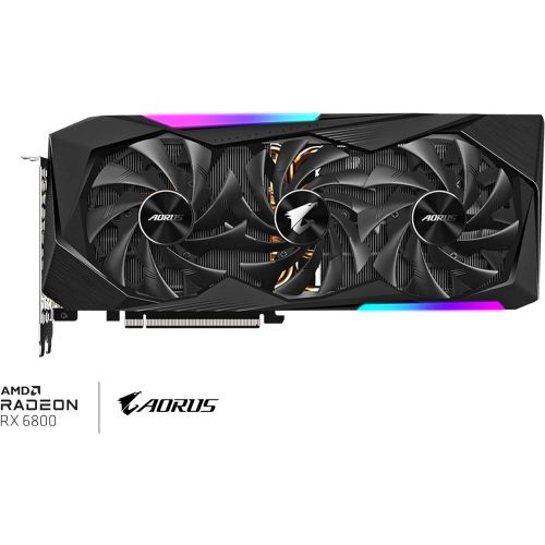 기가바이트 Gigabyte AORUS Radeon RX 6800 Master 16G Graphics Card, MAX-Covered Cooling, 16GB 256-bit GDDR6, GV-R68AORUS M-16GD Video Card