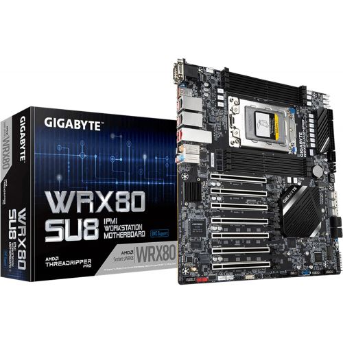 기가바이트 GIGABYTE GA-WRX80-SU8-IPMI (AMD/ WRX80/ sWRX8/ 4094 Socket/8-Channel DDR4 RDIMM/ 8 x DIMMs/Aspeed AST2500 BMC/Dual M.2/Dual Intel Server 10G and 1G LAN/7 x PCIe 4.0 x16 Slots/Works