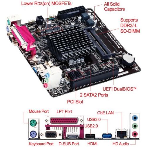 기가바이트 Gigabyte GA-J1800N-D2P Built-in Intel Celeron Bare Motherboard J1800N-D2P