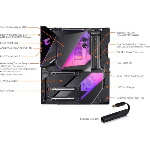 기가바이트 GIGABYTE Z490 AORUS Xtreme WF(Intel LGA1200/Z490/E-ATX/All-In-One Monoblock/3xM.2 Thermal Guard/SATA 6Gb/s/USB 3.2 Gen 2/Intel WiFi 6/Dual Thunderbolt 3/ESS9218 DAC/Aquantia 10GbE/