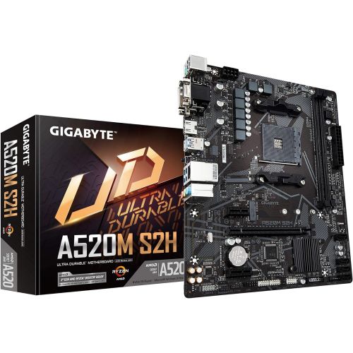 기가바이트 Gigabyte A520M S2H (AMD Ryzen AM4/MicroATX/4+3 Phases Digital PWM/Gigabyte Gaming GbE LAN/NVMe PCIe 3.0 x4 M.2/3 Display Interfaces/Q-Flash Plus/RGB Fusion 2.0/Motherboard)