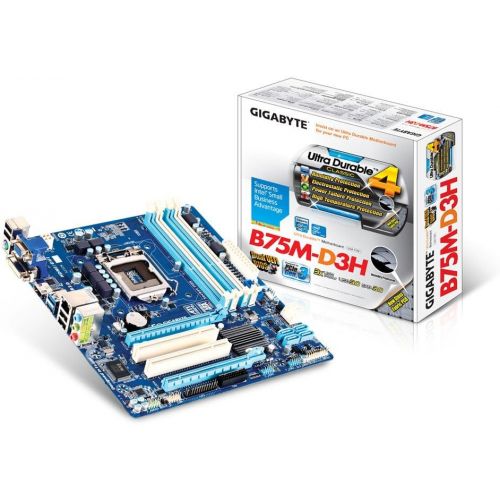 기가바이트 Gigabyte LGA 1155 Intel B75 SATA 6Gb/s USB 3.0 Micro ATX DDR3 1600 Motherboards GA-B75M-D3H