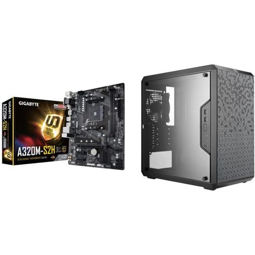 기가바이트 GIGABYTE GA-A320M-S2H (Motherboard) & Cooler Master MasterBox Q300L Micro-ATX Tower, Black (MCB-Q300L-KANN-S00)