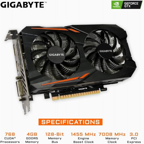 기가바이트 Gigabyte Geforce GTX 1050 Ti OC 4GB GDDR5 128 Bit PCI-E Graphic Card (GV-N105TOC-4GD)