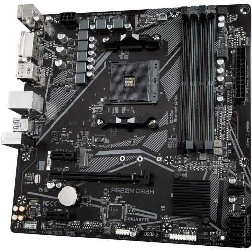 기가바이트 Gigabyte A520M DS3H (AMD Ryzen AM4/MicroATX/5+3 Phases Digital PWM/Gaming GbE LAN/NVMe PCIe 3.0 x4 M.2/3 Display Interfaces/Q-Flash Plus/RGB Fusion 2.0/Motherboard)