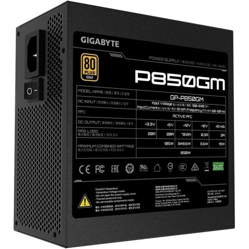 기가바이트 Gigabyte Modulaire - 850W - ATX12V - 80Plus Gold - Ventilateur 120 mm