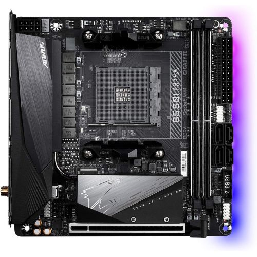 기가바이트 GIGABYTE B550I AORUS PRO AX (AM4 AMD/B550/Mini-Itx/Dual M.2/SATA 6Gb/s/USB 3.2 Gen 1/WiFi 6/2.5 GbE LAN/PCIe4.0/Realtek ALC1220-Vb/DisplayPort 1.4/2xHDMI 2.0B/RGB Fusion 2.0/DDR4/G