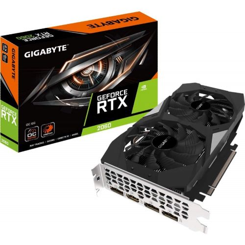 기가바이트 GIGABYTE Gv-N2060OC-6GD GeForce RTX 2060 OC GG Graphics Card, 2X Windforce Fans, 6GB 192-bit GDDR6, REV2.0 Video Card