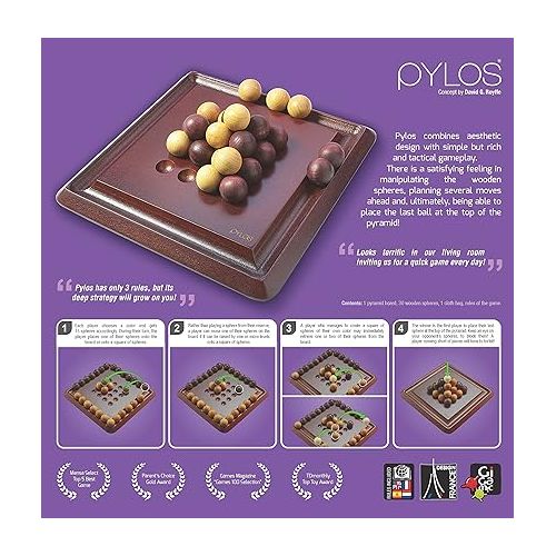  Pylos | Great Wooden Game | Abstract Strategy Board Game| Ages 8+ | 2 Players | 15 Minutes