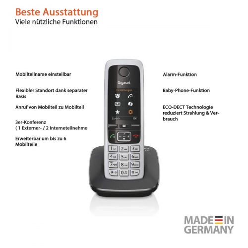  [아마존 핫딜]  [아마존핫딜]Gigaset C430HX schnurloses Telefon (IP-Telefon Fritzbox kompatibel, VOIP DECT Telefon, klassisches Mobilteil mit TFT-Farbdisplay) schwarz-silber