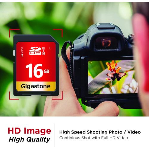  Gigastone 16GB SD Card UHS-I U1 Class 10 SDHC Memory Card High-Speed Full HD Video Canon Nikon Sony Pentax Kodak Olympus Panasonic Digital Camera