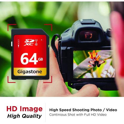  Gigastone 64GB SD Card UHS-I U1 Class 10 SDXC Memory Card High Speed Full HD Video Canon Nikon Sony Pentax Kodak Olympus Panasonic Digital Camera